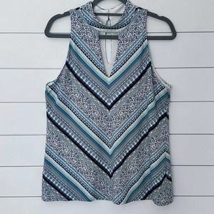 White House Black Market Printed Choker Top Mixed Print - Med